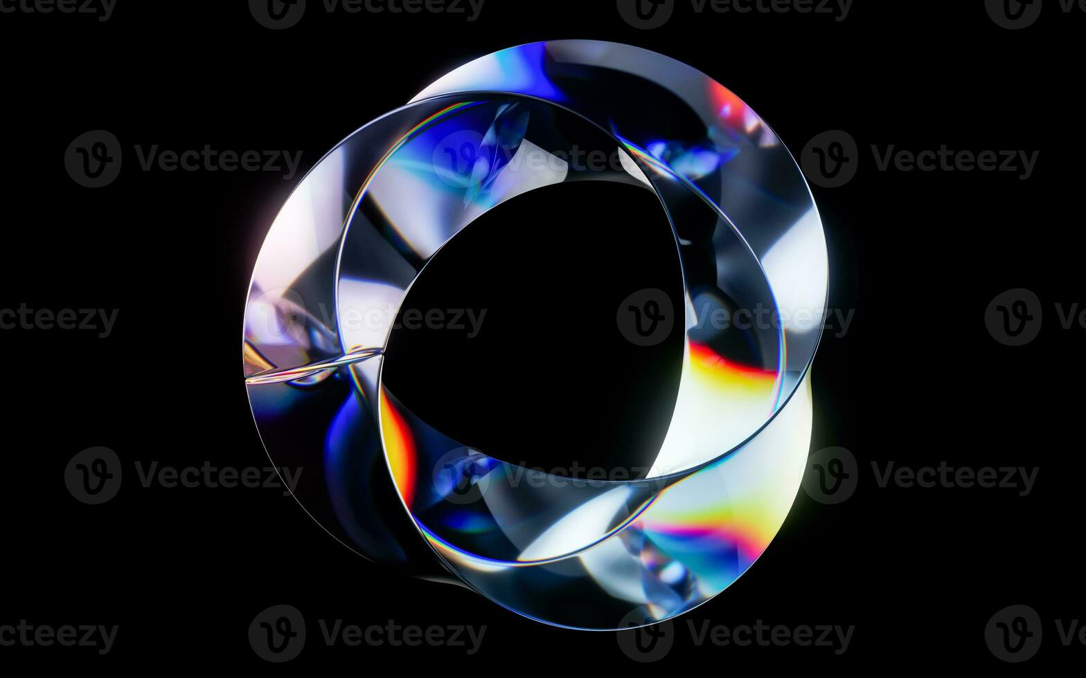 Colorful curve glass with dispersion, 3d rendering. photo