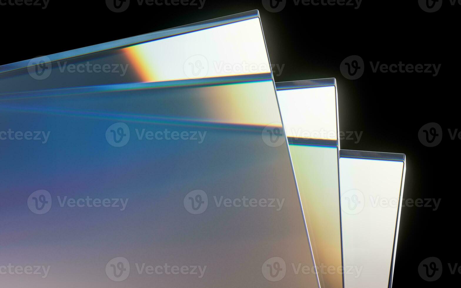 Glass geometries with dispersion colors, 3d rendering. photo