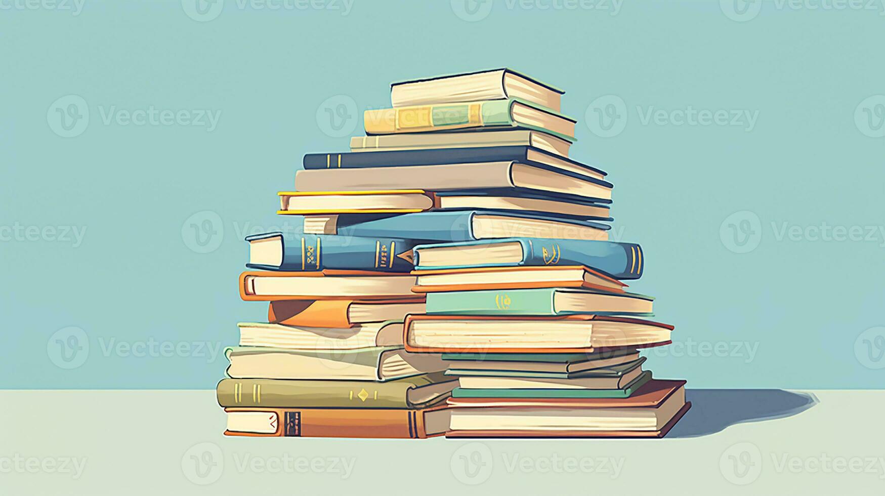 Flat design of pile of books. Generative AI photo