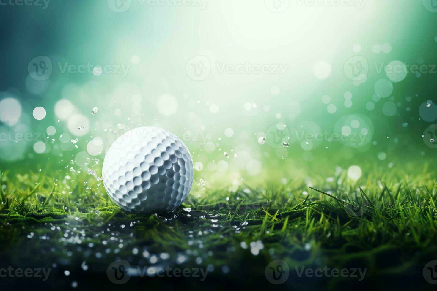 Golf ball with sport background design for banner with copy space.Created with Generative AI technology. photo