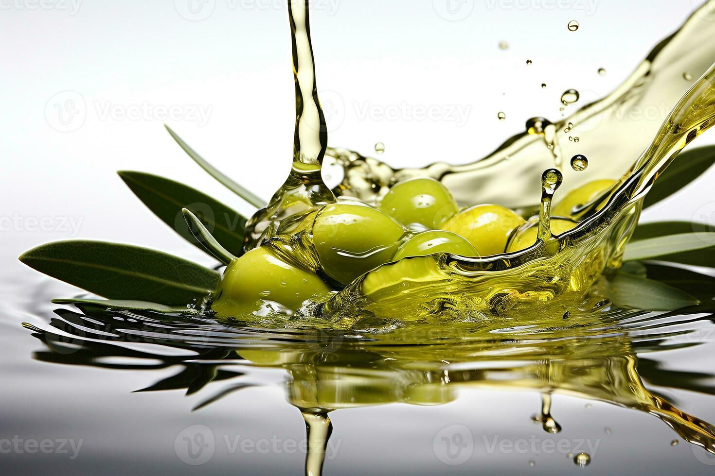 Organic olive oil  with olive.Health food, diet concept.Created with Generative AI technology. photo