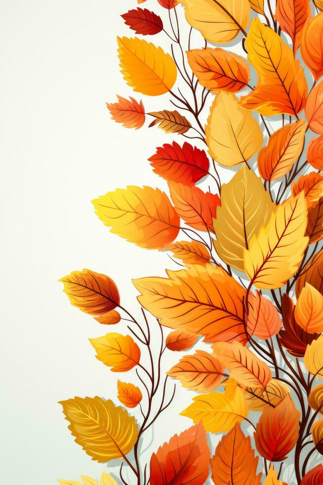 Seamless border featuring bright autumn leaves perfect for fall-themed designs photo