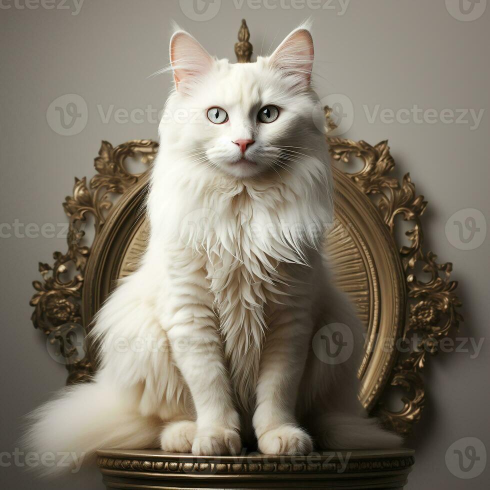 a Siamese cat on a white background photo