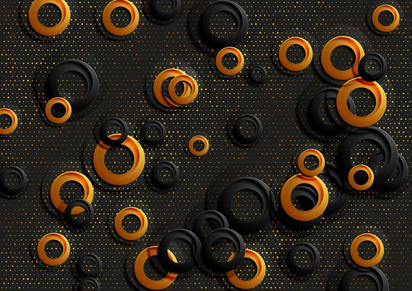 Shiny geometric background with circles and golden dots vector