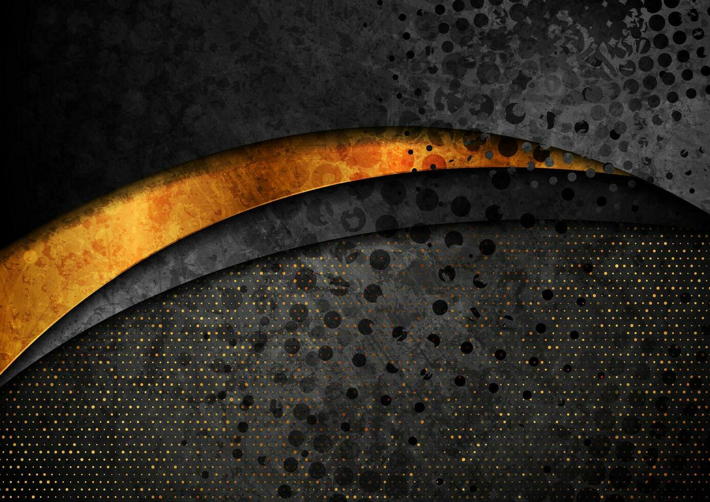 Black and golden abstract grunge wavy corporate background vector