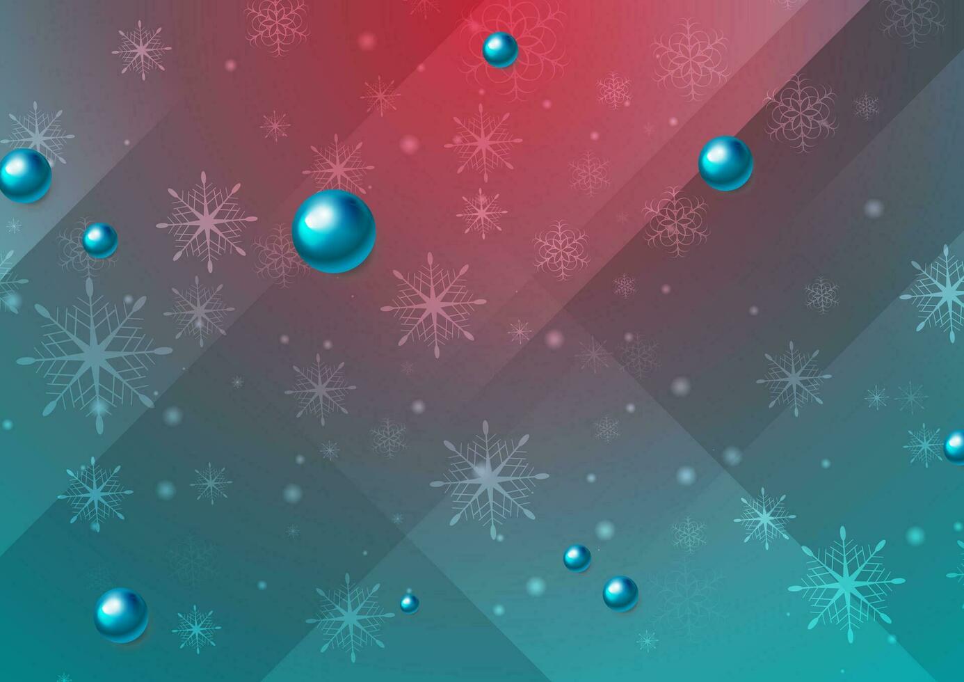 Shiny xmas abstract background with snowflakes and balls vector