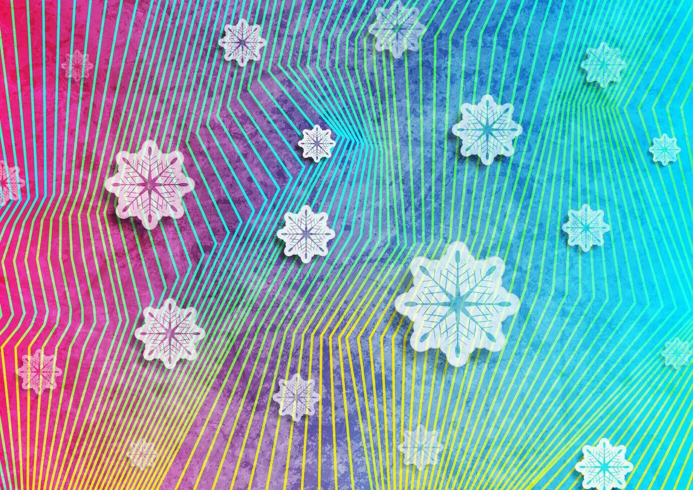 Geometric holographic Christmas background with snowflakes vector