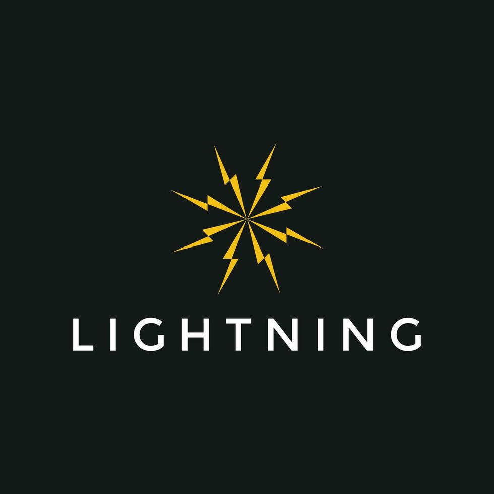 Circle Lightning Bolt Thunder Electric Power Energy Logo Design Template vector