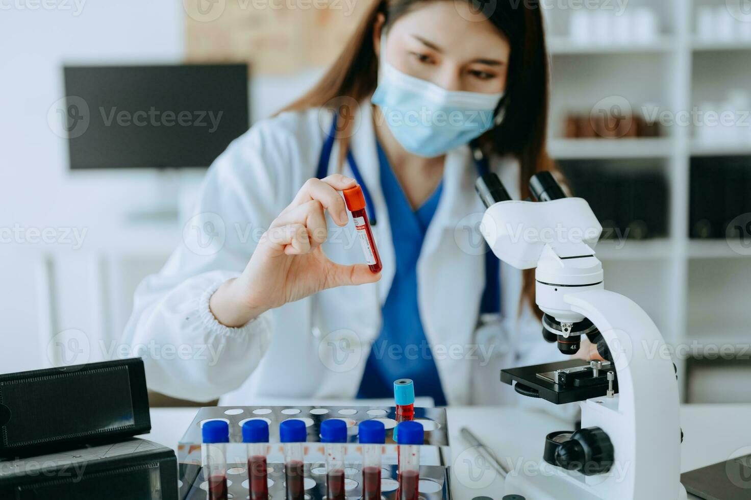Dctor work on digital tablet healthcare doctor technology tablet using computer in laboratory study with virtual icon photo