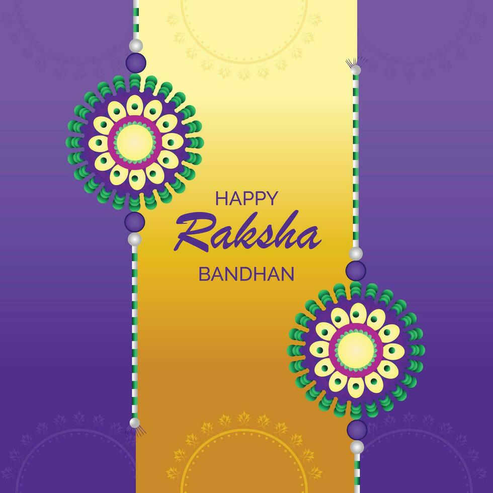 Happy raksha bandhan colorful greeting card with mandala design vector