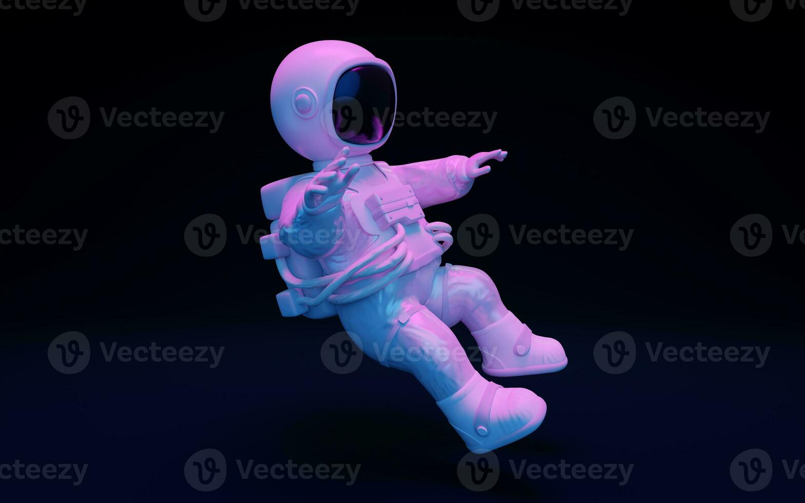 Spaceman with fantastic lights, 3d rendering. photo