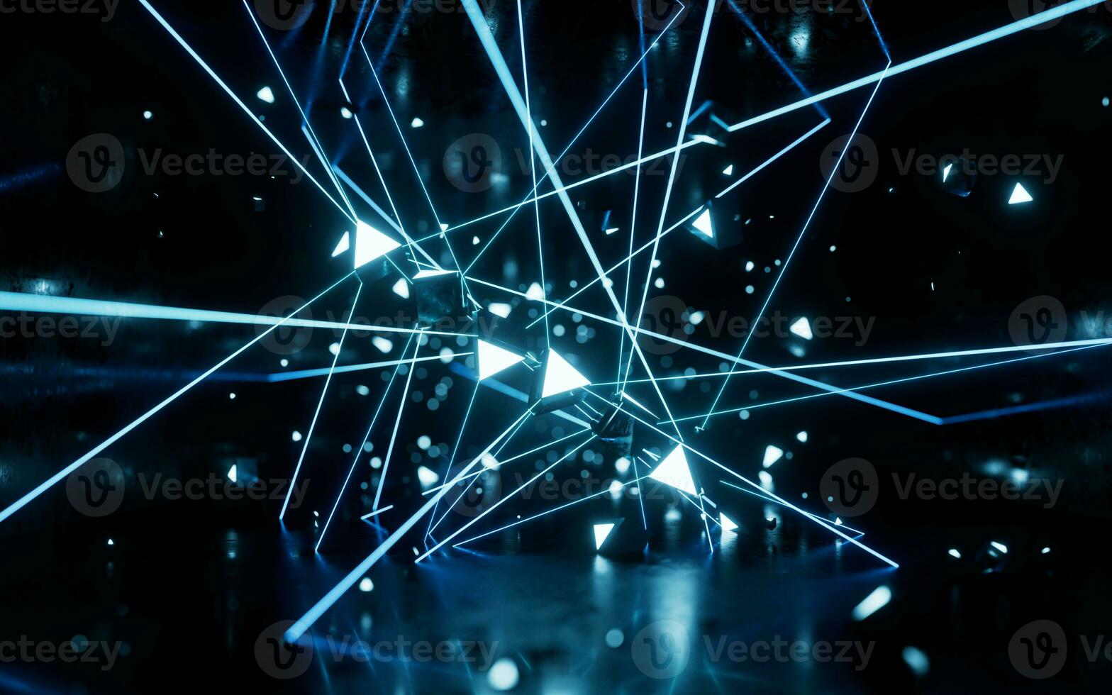 Glowing neon lines tunnel, 3d rendering. photo