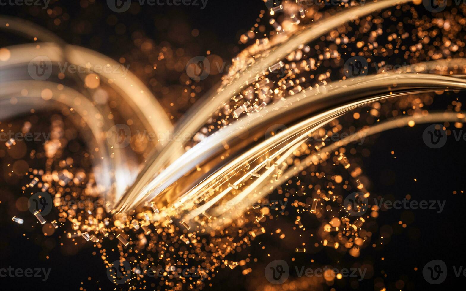 Flowing curve and particles background, 3d rendering. photo