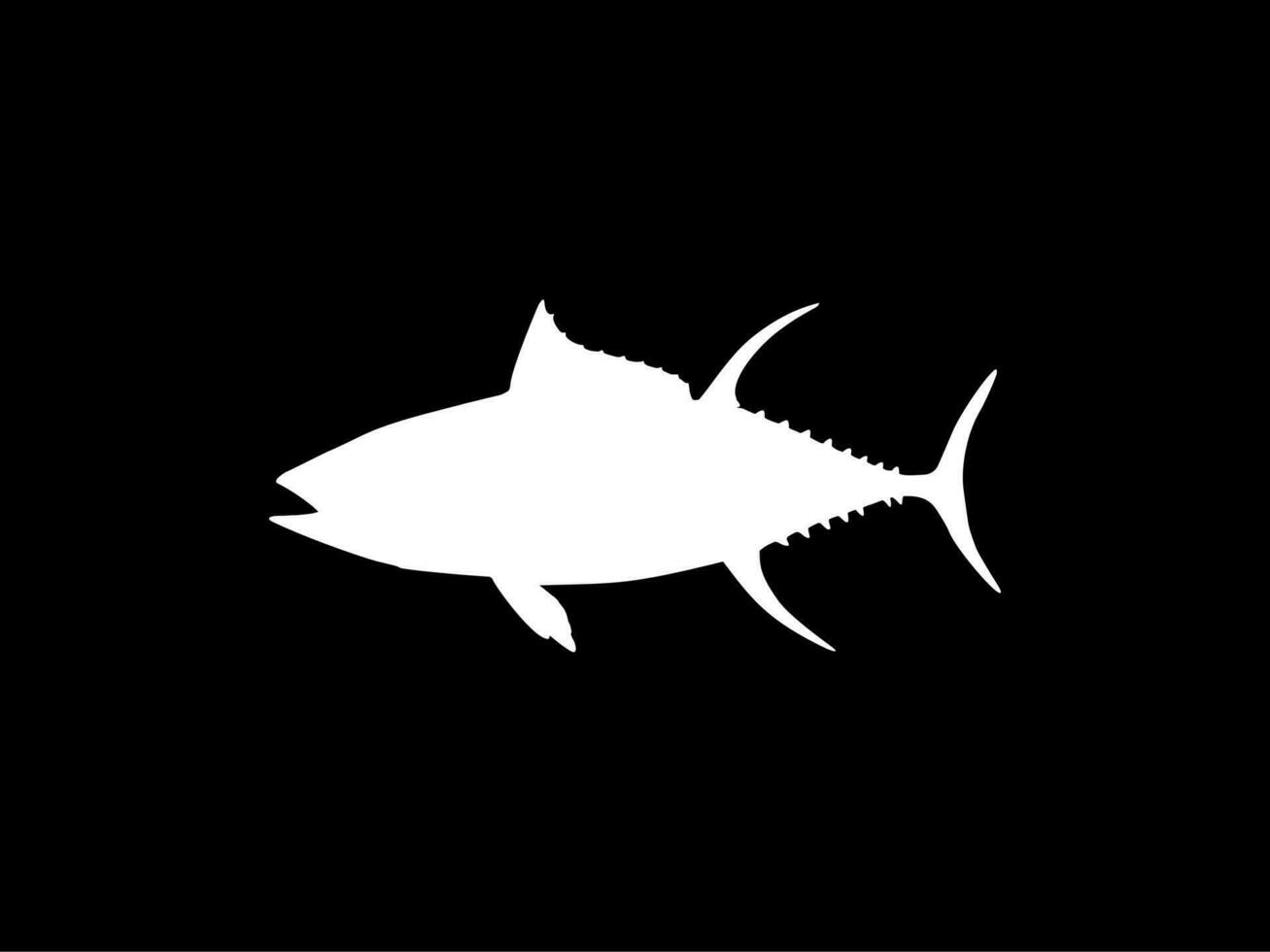 Flat Style Silhouette of the Tuna Fish, can use for Logo Type, Art Illustration, Pictogram, Website or Graphic Design Element. Vector Illustration