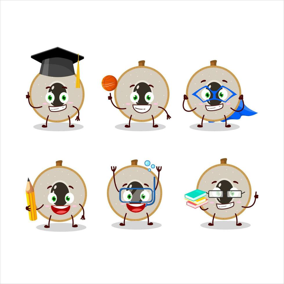 School student of slice of longan cartoon character with various expressions vector