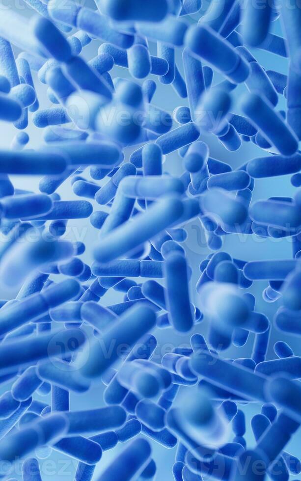Large groups of germs with blue background, 3d rendering. photo