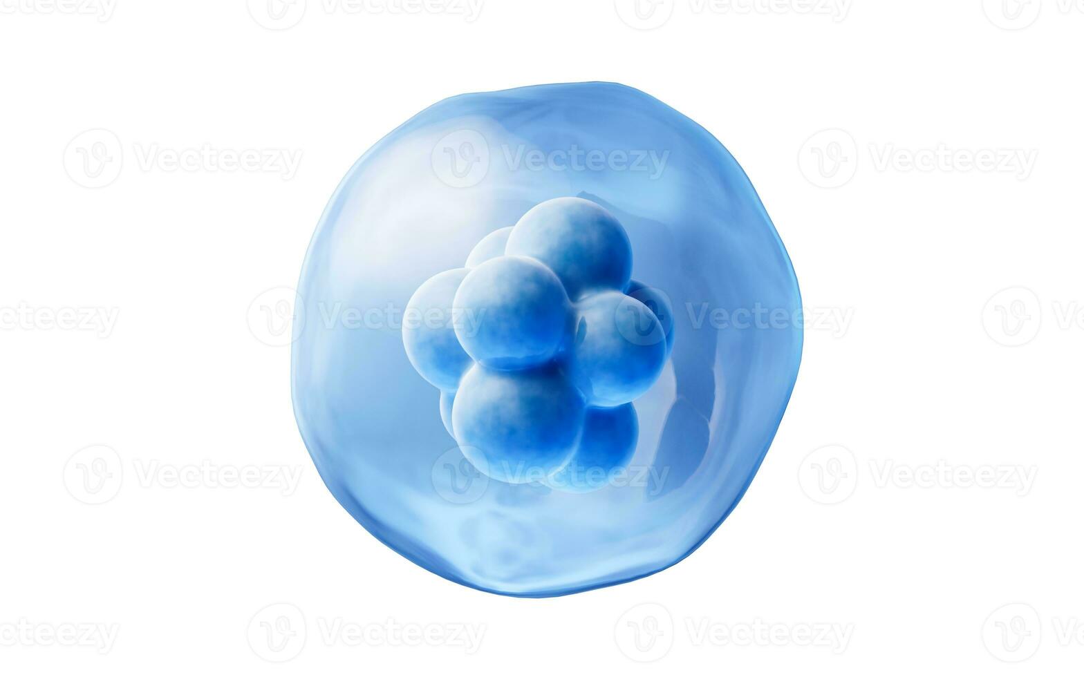 Blue isolated cell with biology concept, 3d rendering. photo