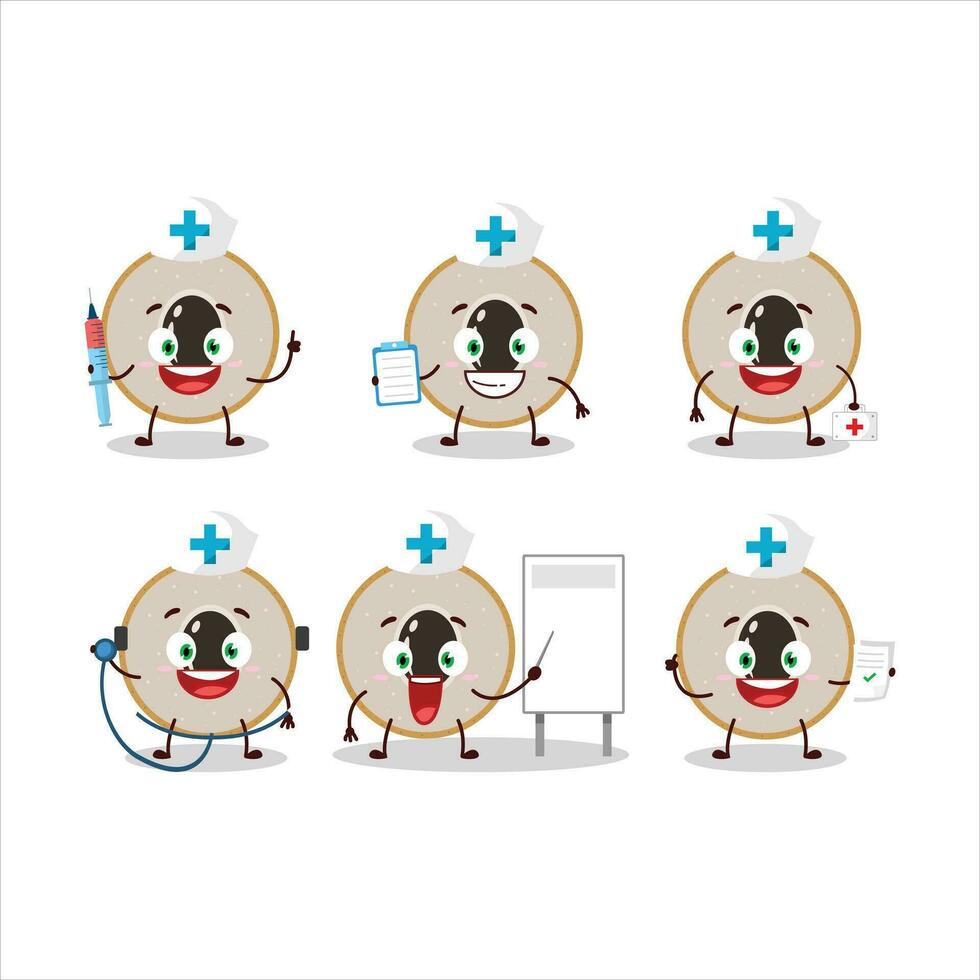 médico profesión emoticon con rebanada de longan dibujos animados personaje vector