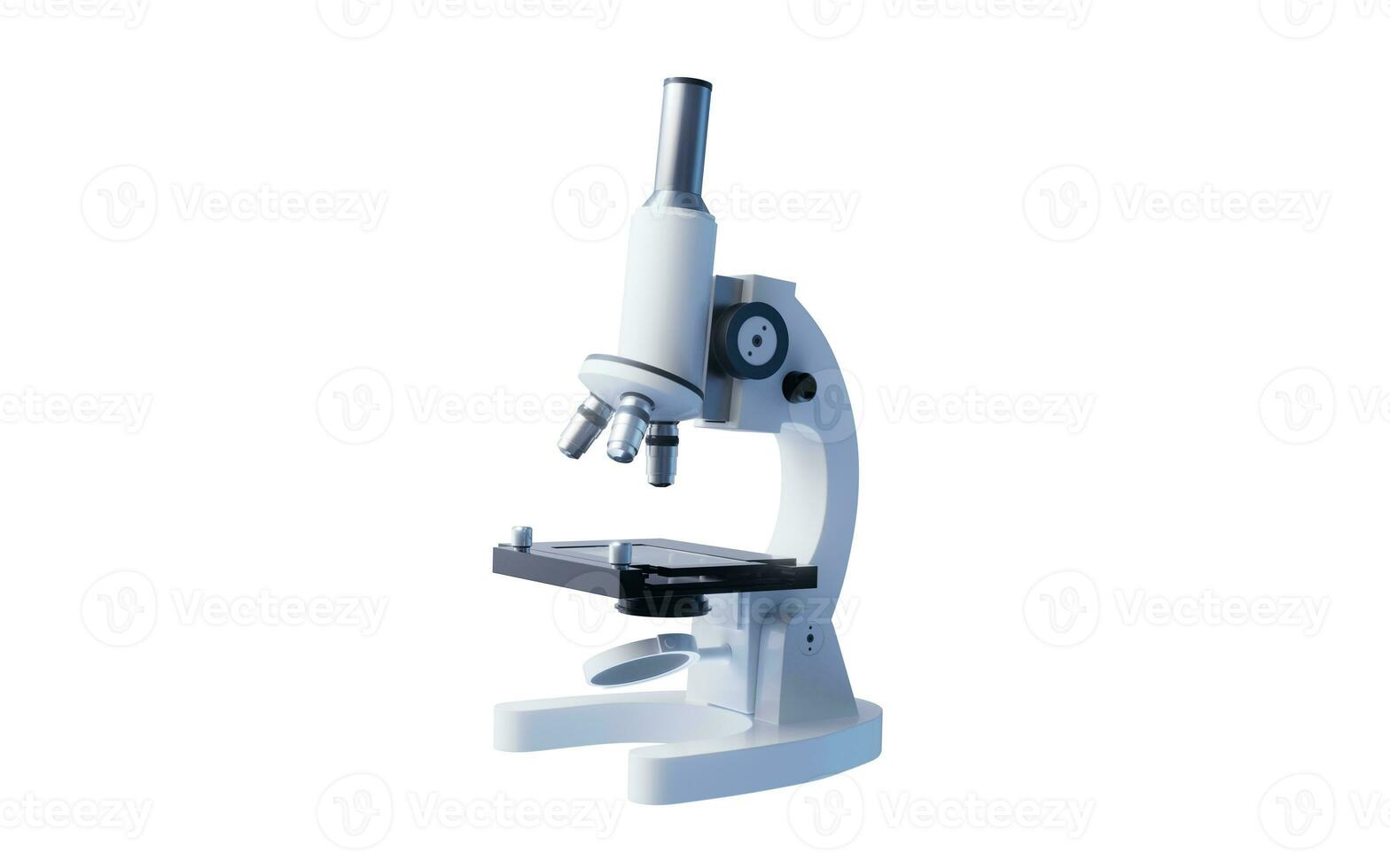 Microscope with biology research concept, 3d rendering. photo
