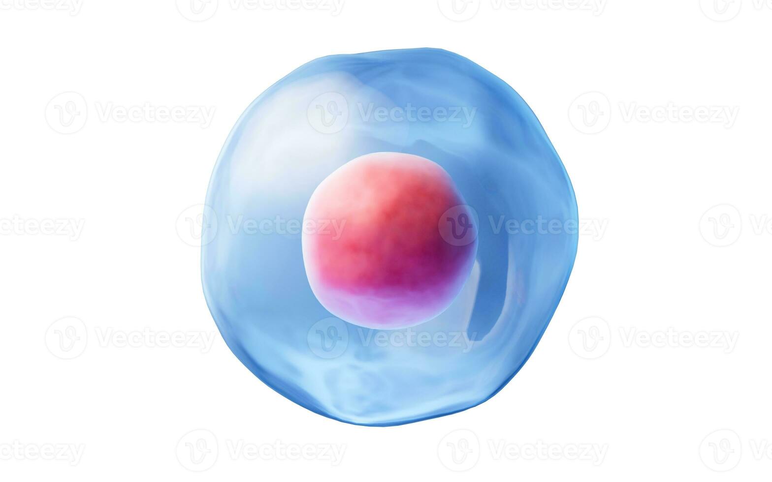 Blue isolated cell with biology concept, 3d rendering. photo