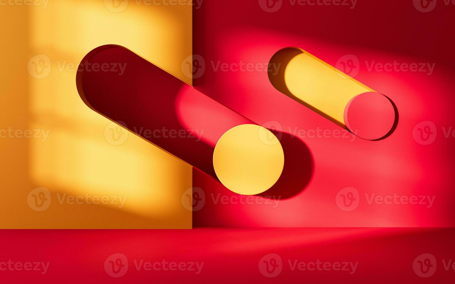 Empty room with geometry shapes, 3d rendering. photo