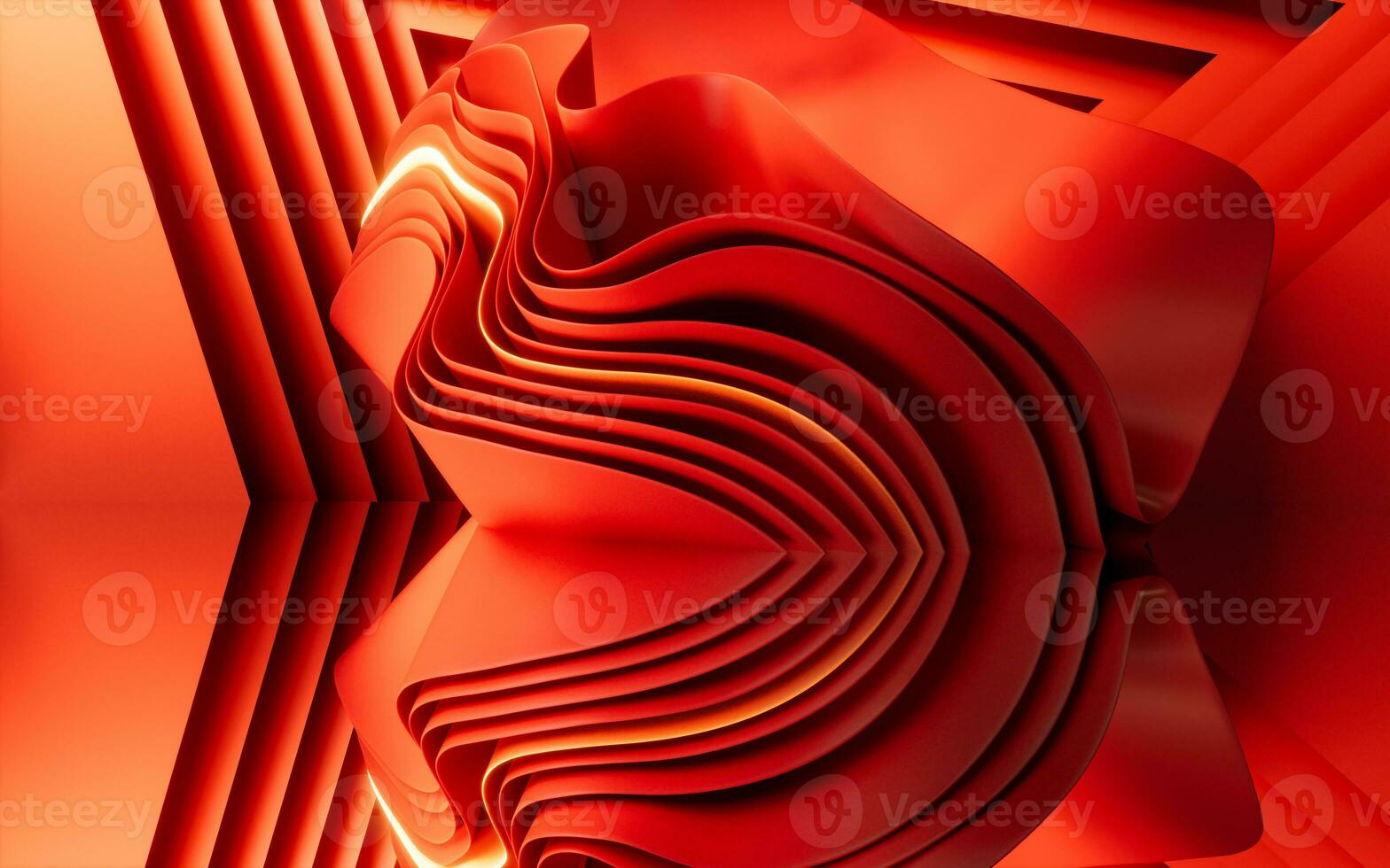 Abstract red curve stage background, 3d rendering. photo