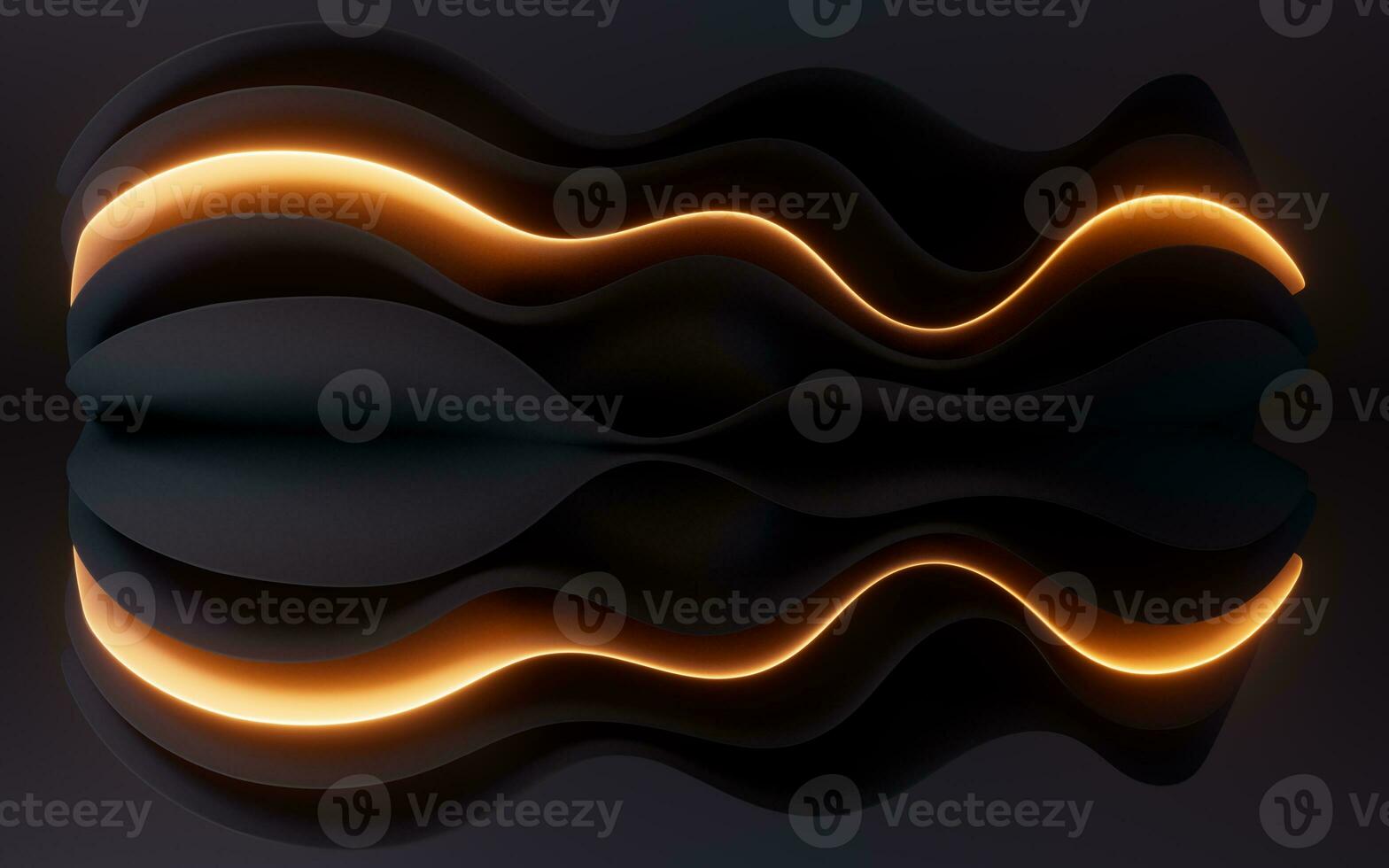 Dark curve geometry and glowing lines, 3d rendering. photo