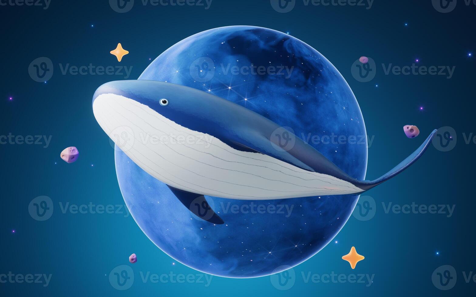 Whale in the outer space, 3d rendering. photo