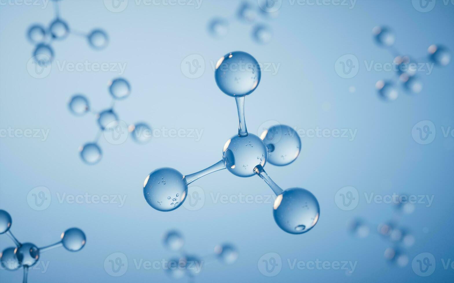 Molecules with blue background, 3d rendering. photo