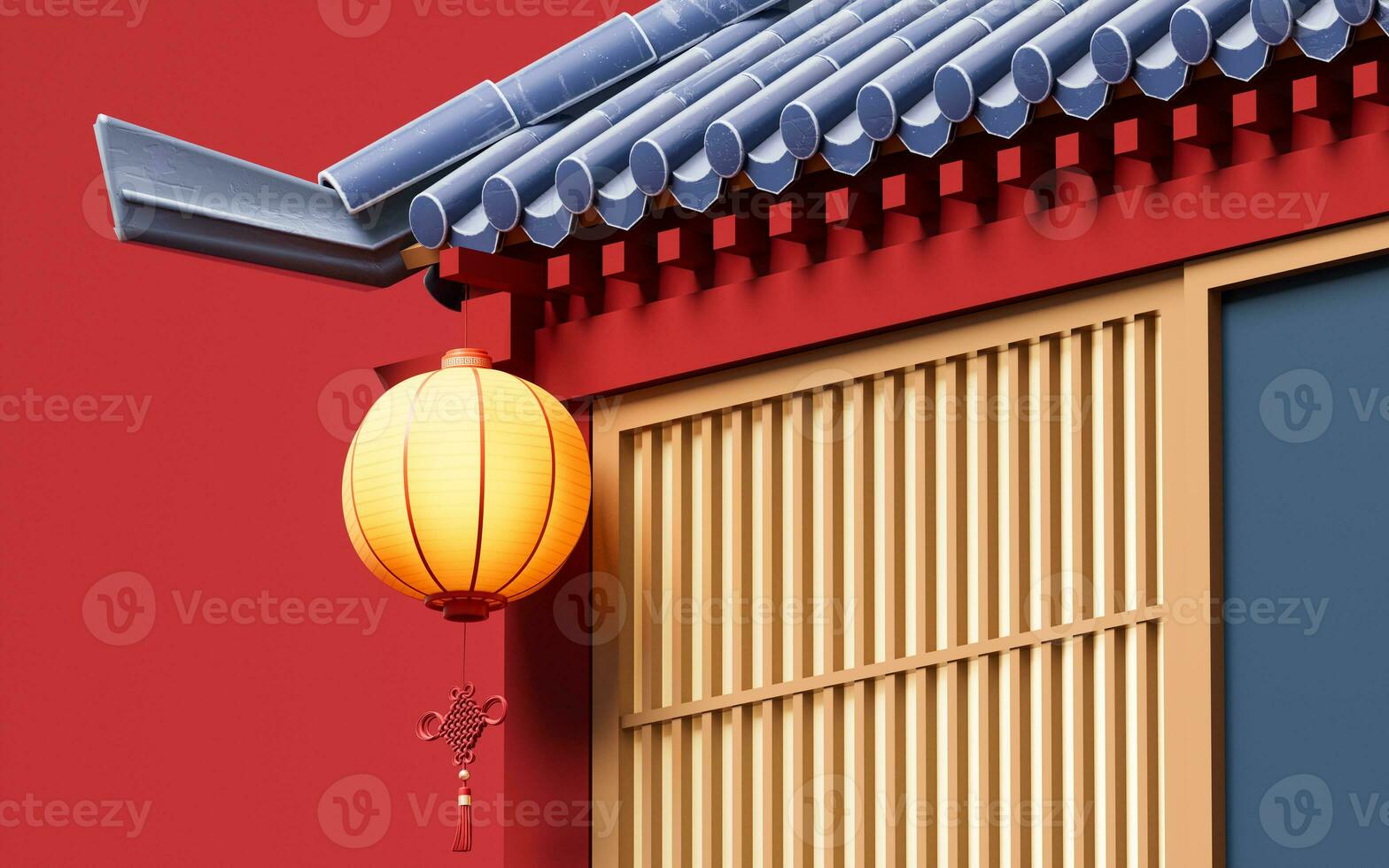 Chinese ancient building with retro style, 3d rendering. photo