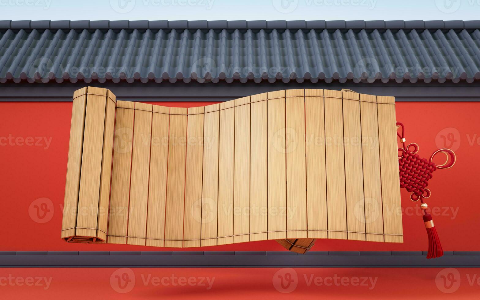 Retro Chinese acient bamboo slip, 3d rendering. photo