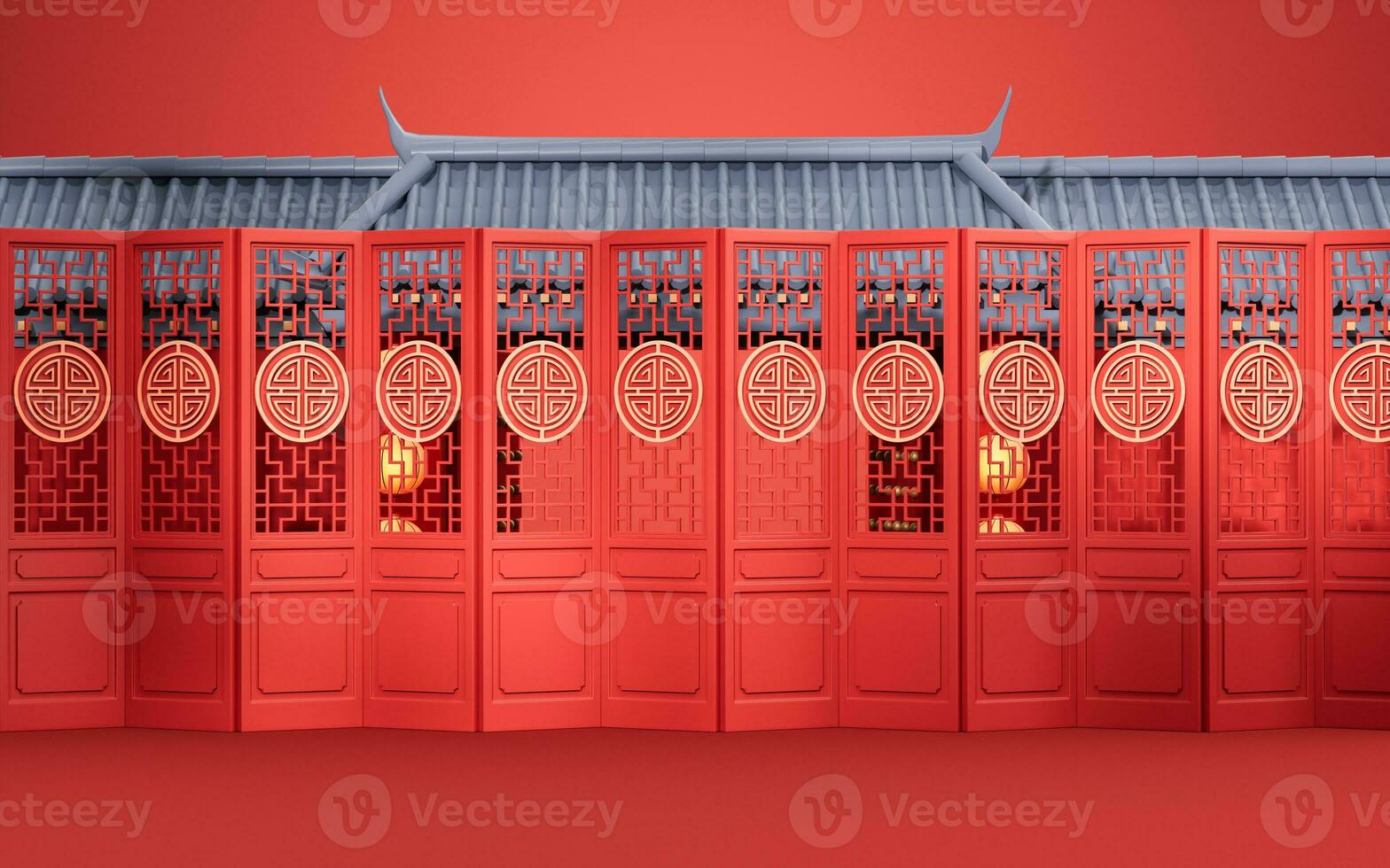 Chinese ancient door background, 3d rendering. photo