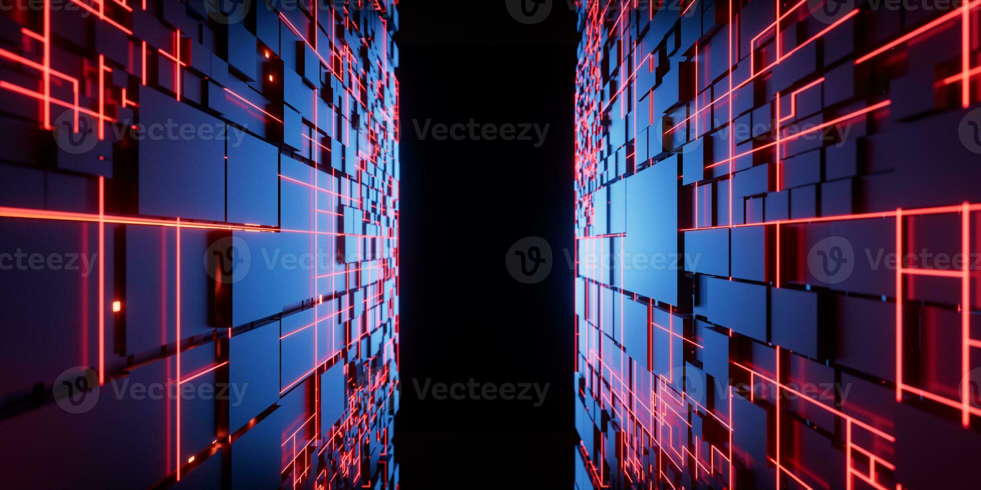 Technology cube cyberspace background, 3d rendering. photo
