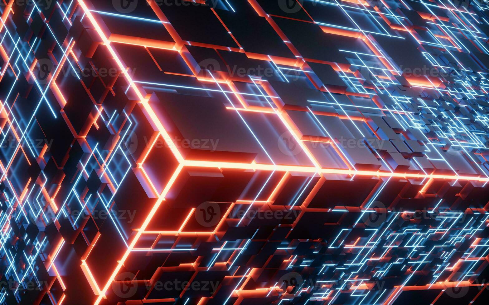 Abstract technology cube construction, 3d rendering. photo