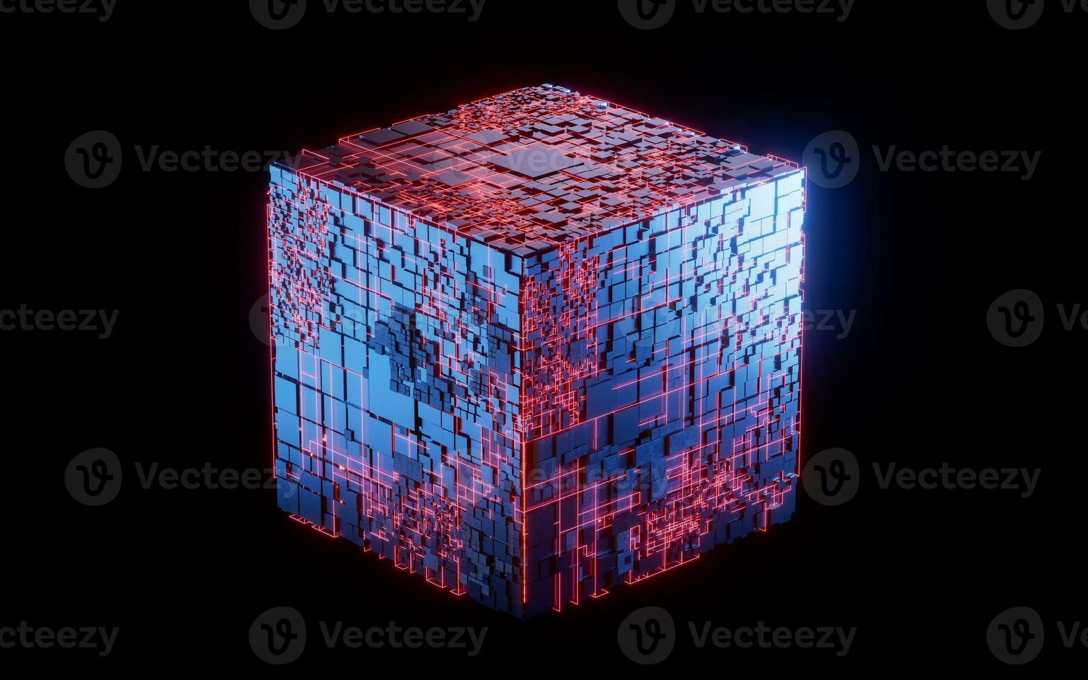 Abstract technology cube construction, 3d rendering. photo