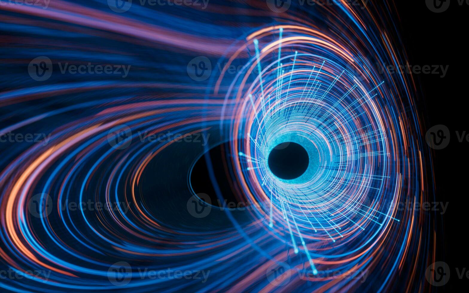 Flowing lines with digital cyberspace, 3d rendering. photo