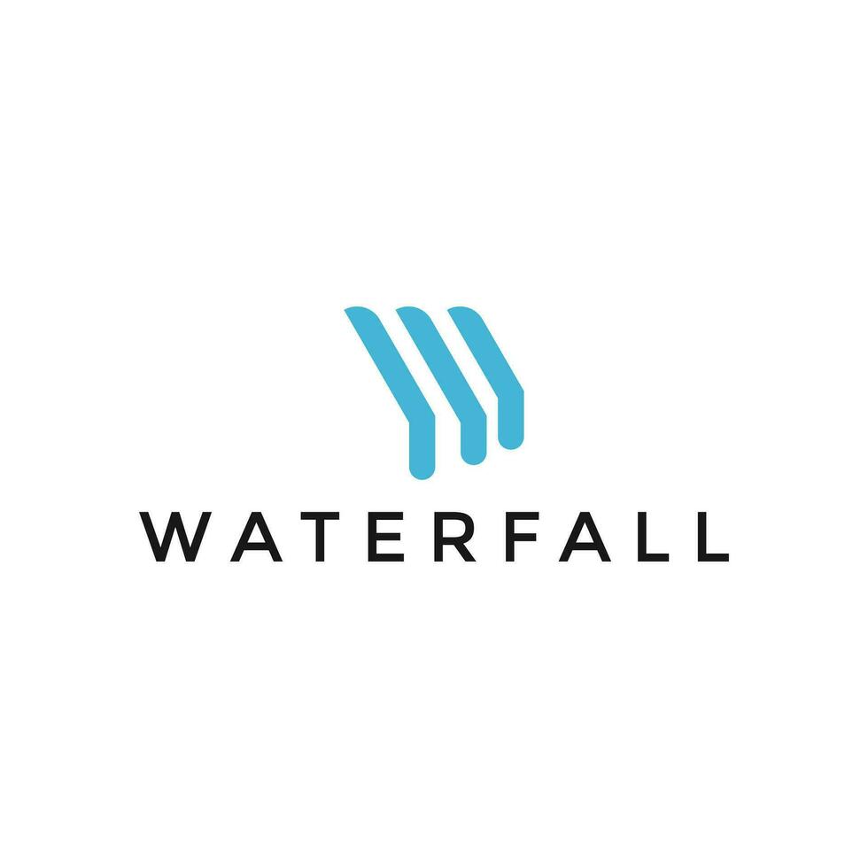 Modern W Letter Waterfall Logo Design Template vector