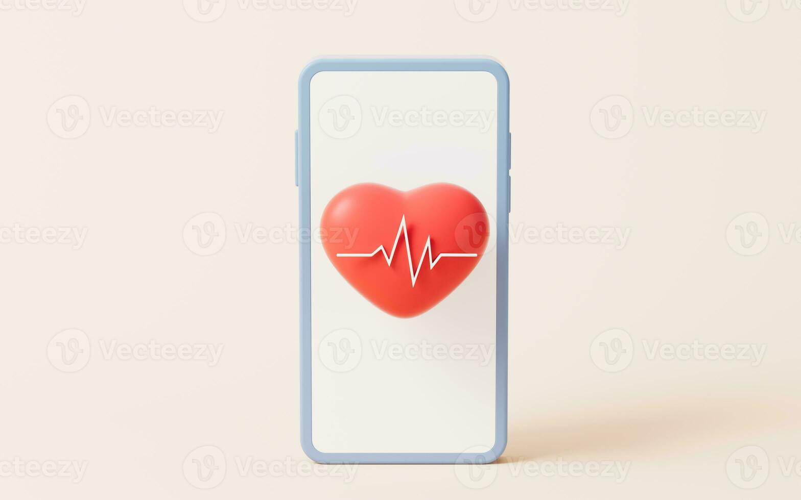 Heart shape with ECG graph line, 3d rendering. photo