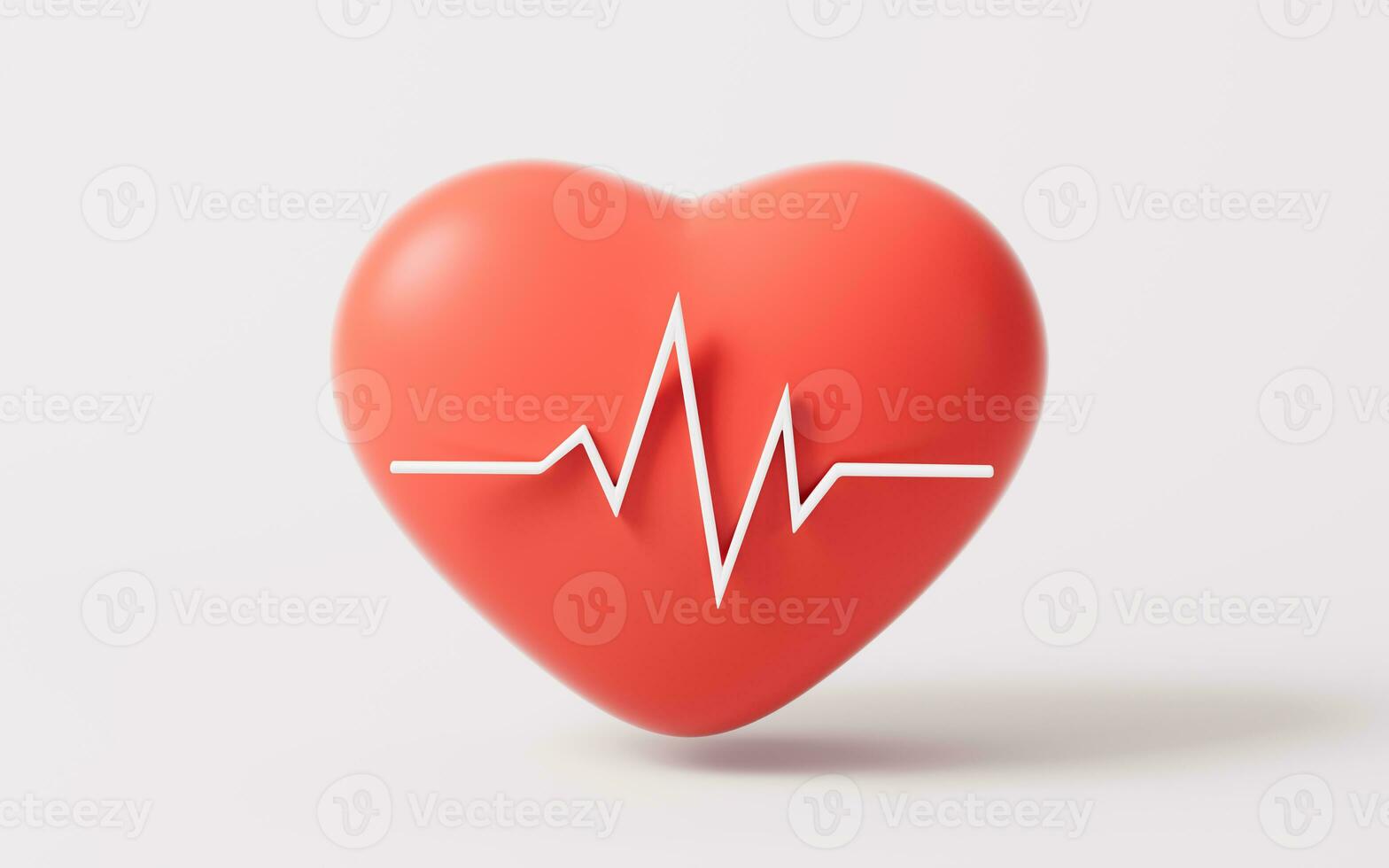 corazón forma con ecg grafico línea, 3d representación. foto