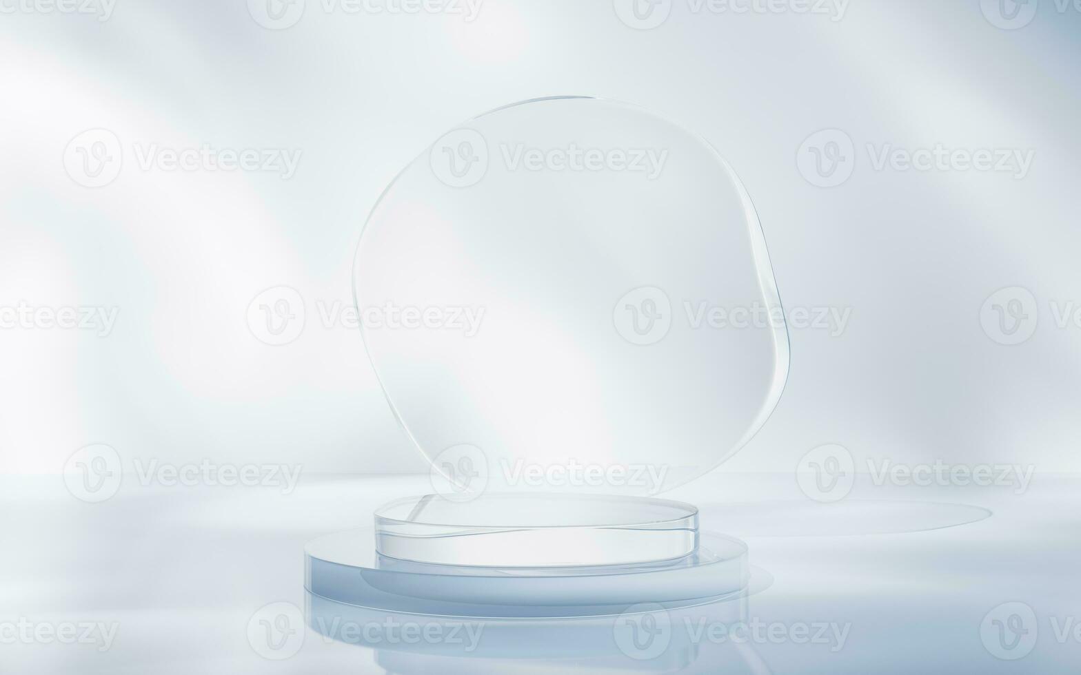 Transparent glass stage background, 3d rendering. photo