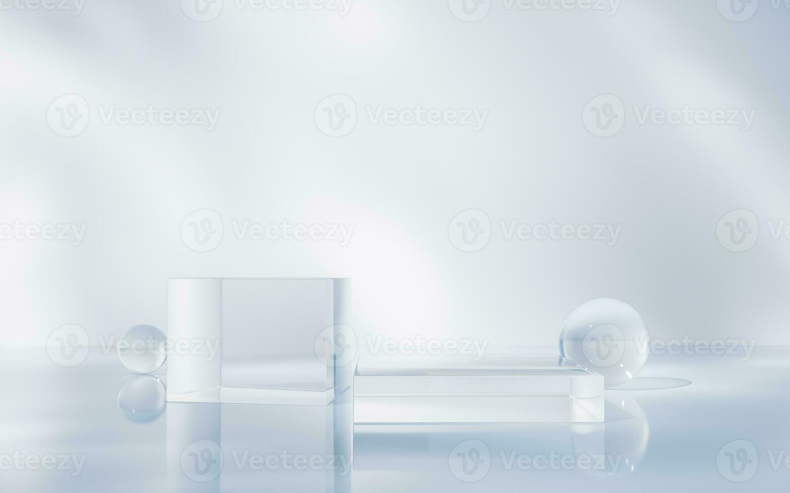 Transparent glass stage background, 3d rendering. photo