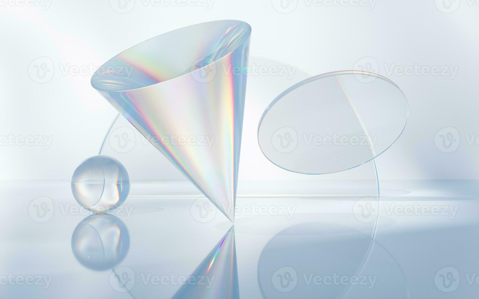 Transparent glass geometry background, 3d rendering. photo