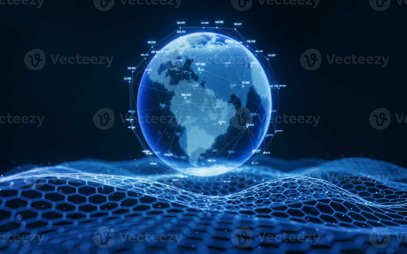 Digital earth with cyberspace background, 3d rendering. photo