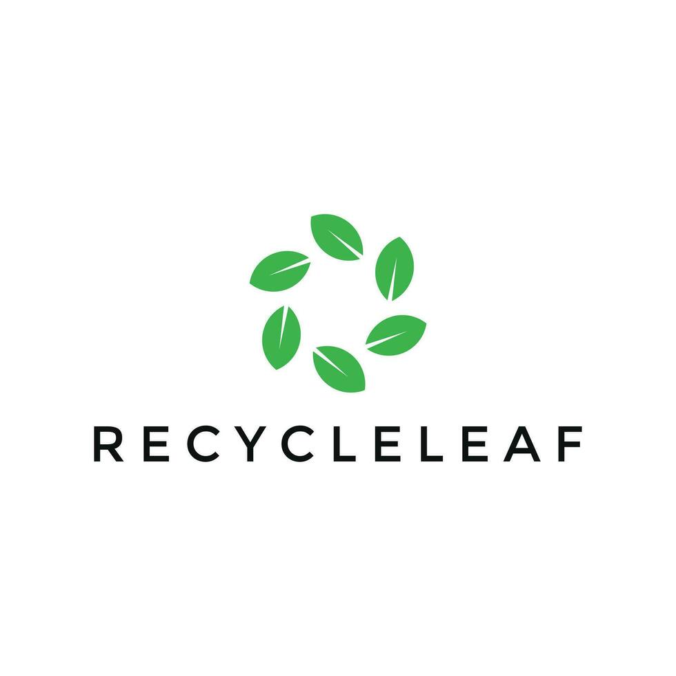 recycle green leaf logo design vector