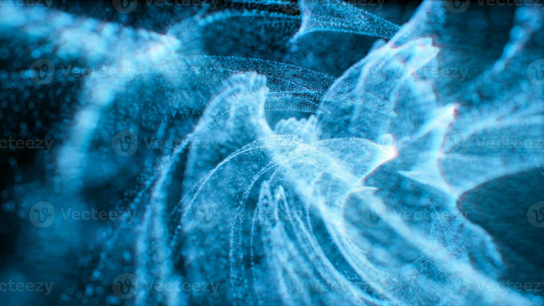 Abstract blue wave particles, 3d rendering. photo