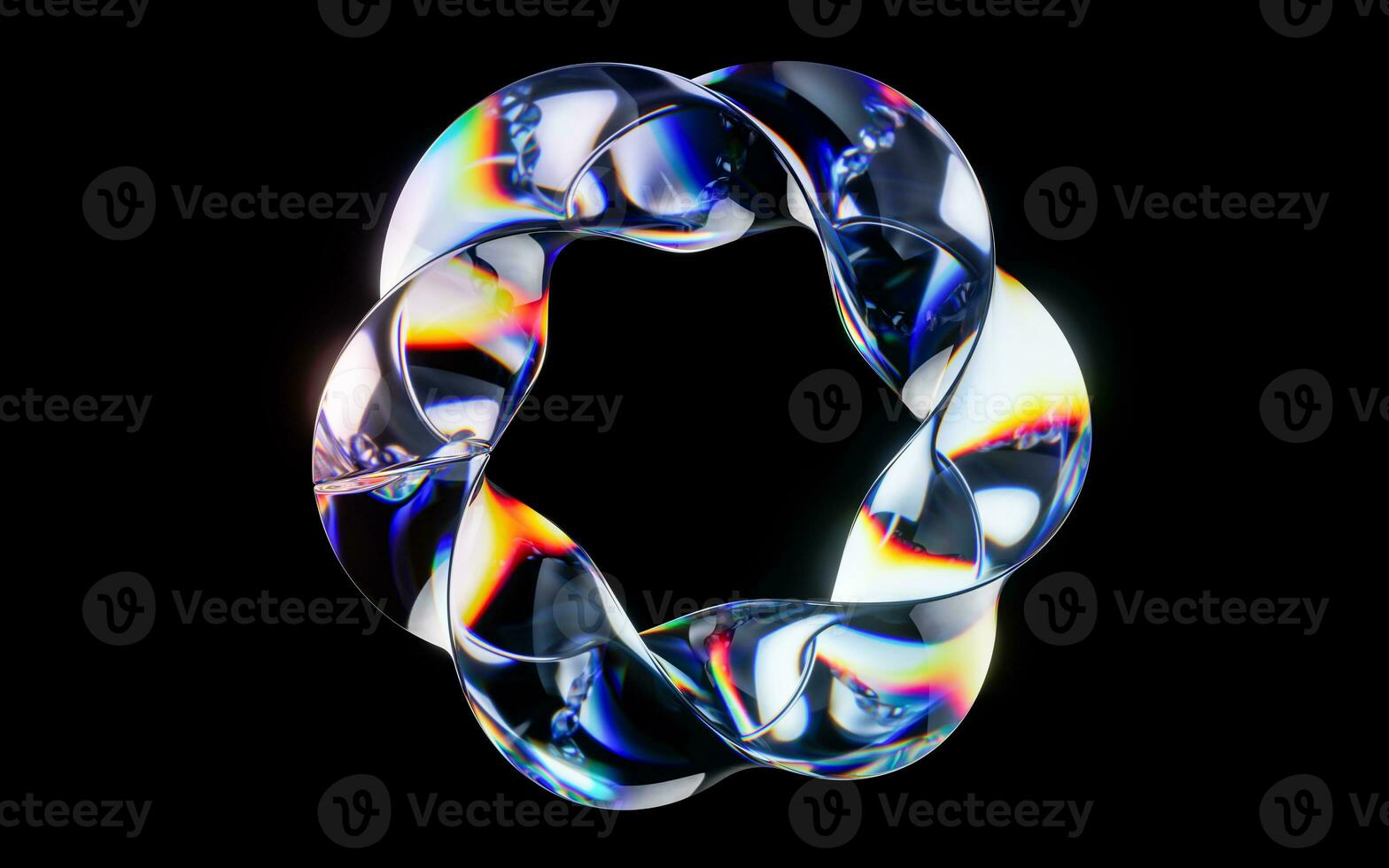 Colorful curve glass with dispersion, 3d rendering. photo