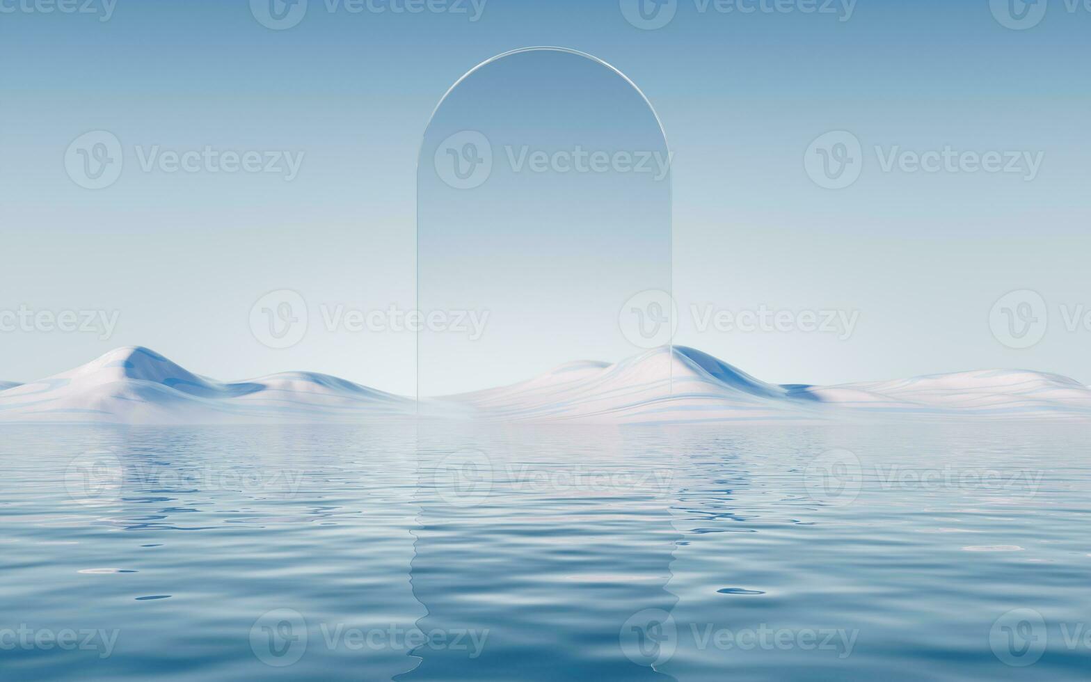Lake and water surface background, 3d rendering. photo