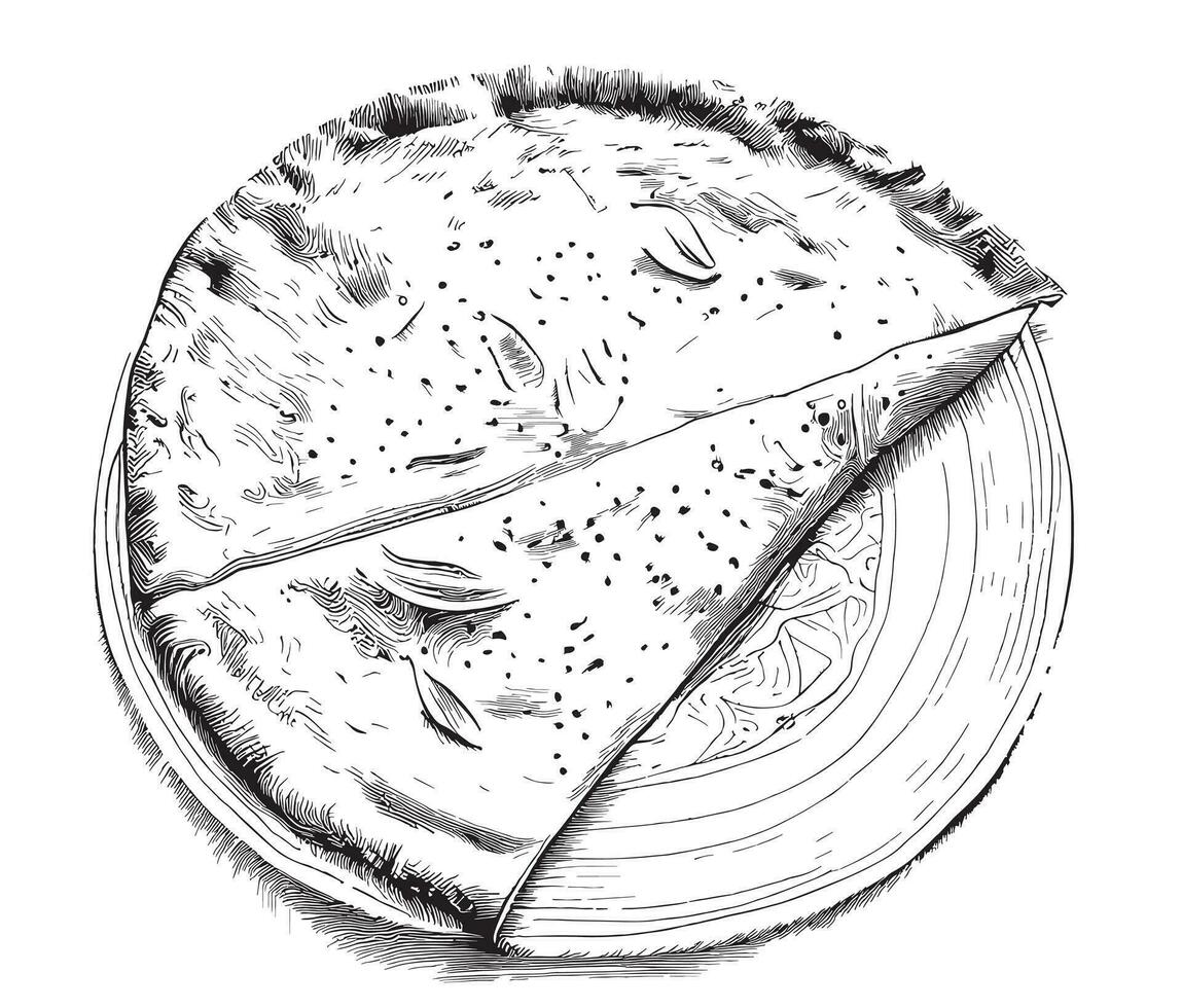 Tortilla sketch hand drawn in doodle style Vector illustration