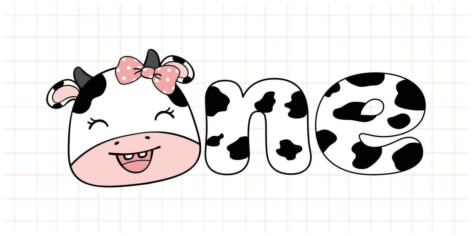 Adorable Cartoon Baby Cow Girl First Birthday, one year Celebration Illustration vector