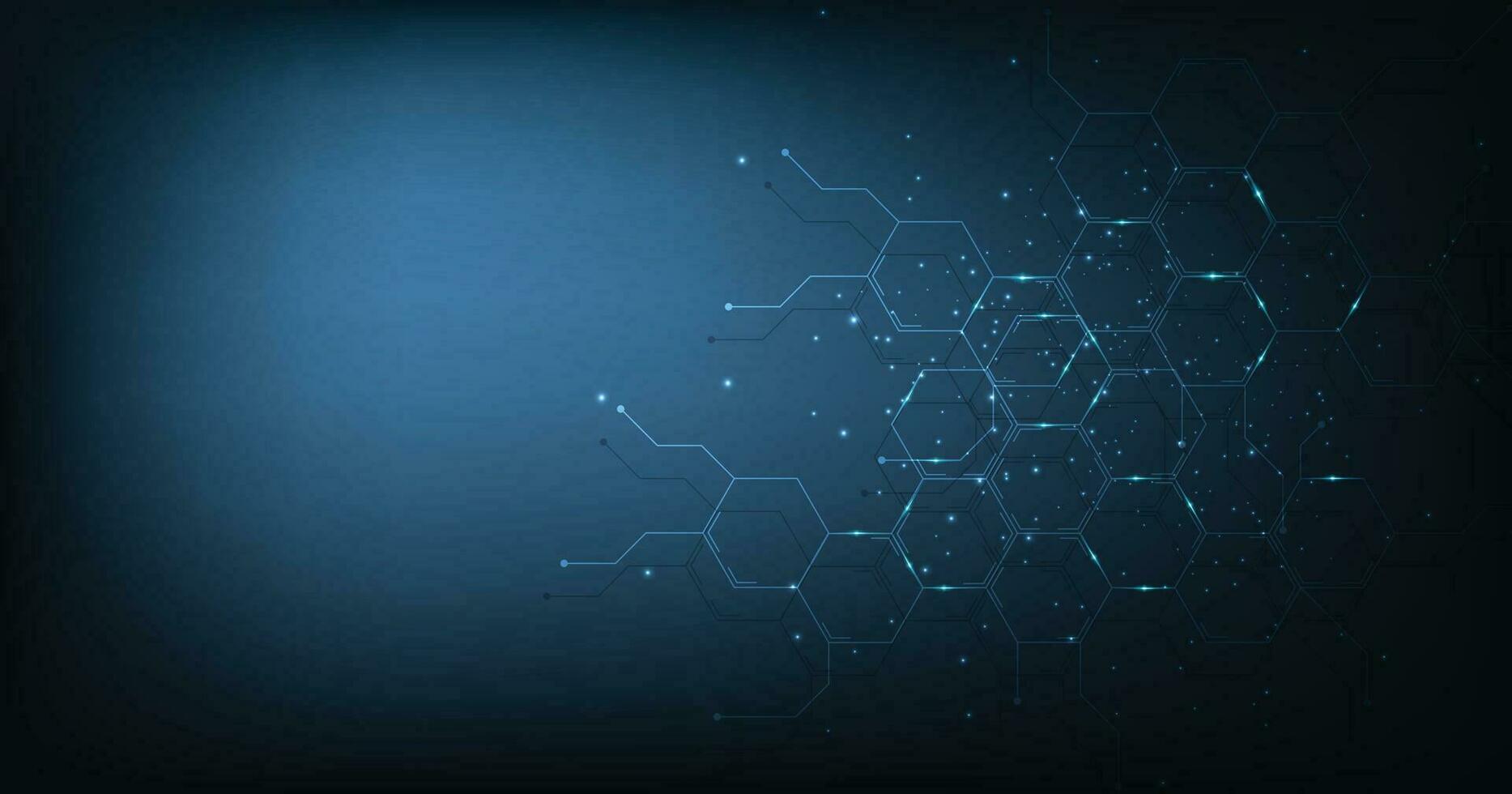 Background of hexagon geometric dark blue pattern bright. vector